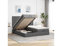 Vidaxl Estrutura De Cama Otomana Com Colchões Tecido Cinzento Escuro