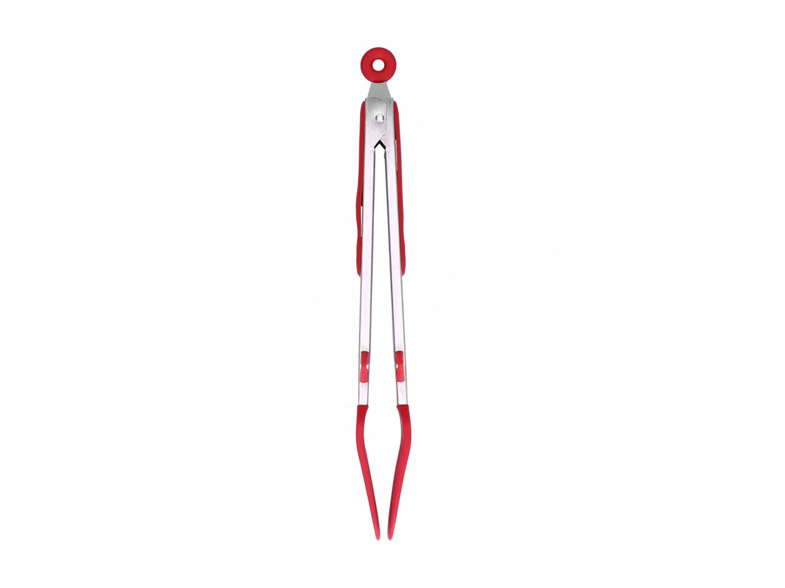 Pinça Espátula de Aço Inoxidável com Silicone para Churrasco | S/MARCA