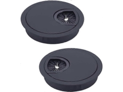 Passa-cabos redondos embutidos Slowmoose, pretos, 60 mm, design em metal escovado, gerenciamento de cabos para mesa de escritório
