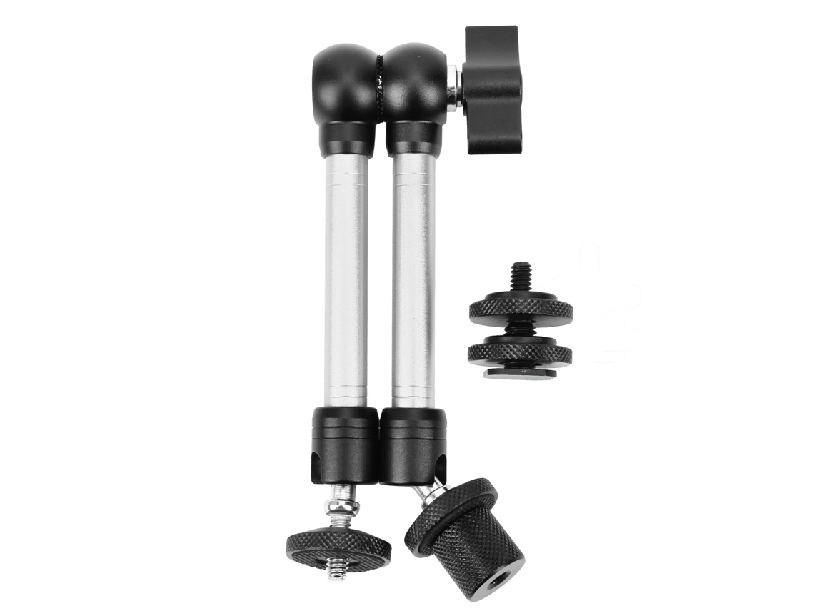 Brazo Universal Ajustável De 11 Polegadas Com Base E Parafuso De 1/4 Polegada Para Câmera, Monitor Lcd, Luz Prata