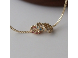 S925, Colar com Pingente Pequeno em Esferas Coloridas com Diamantes e Pedras de Jade, Personalizado e Versátil MDUG (prata Dourada)