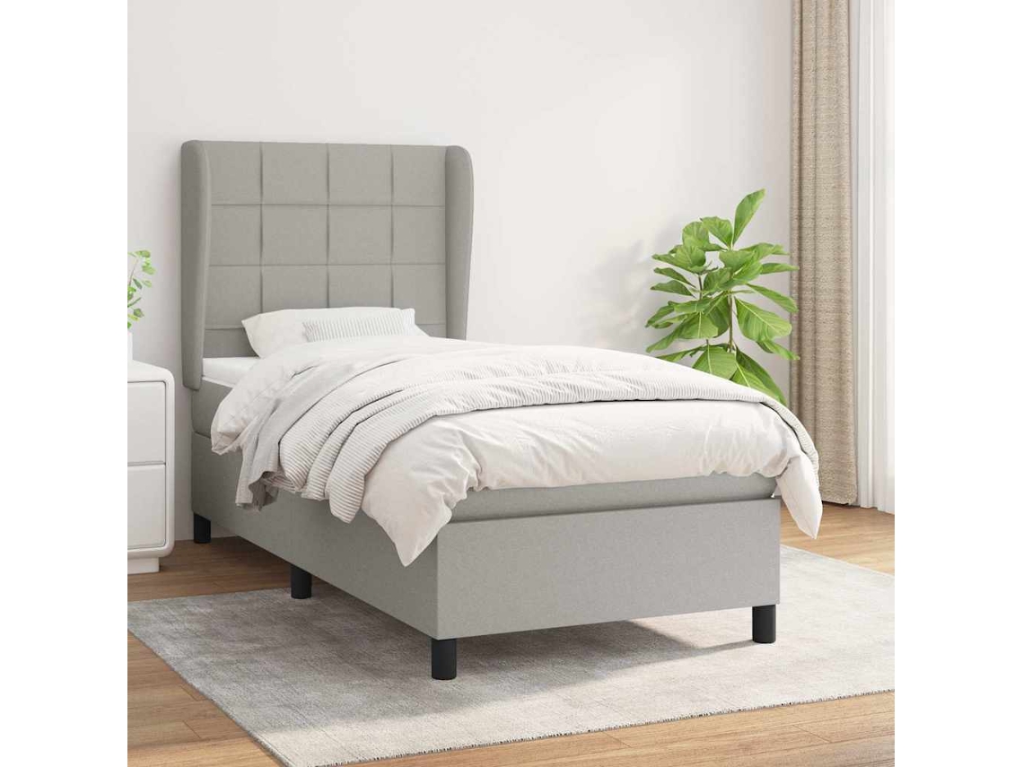 Vidaxl Cama Com Molas/colchão 80x200 Cm Tecido Cinza-claro