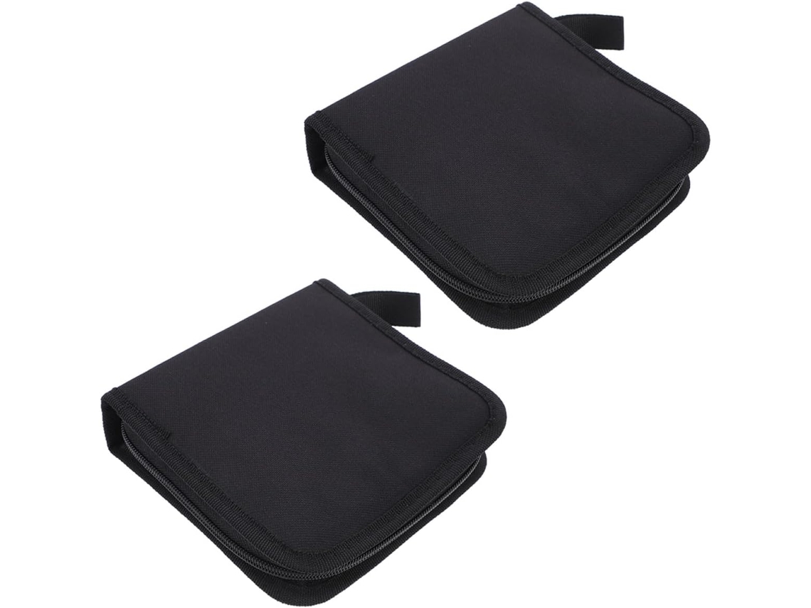 Conjunto De 2 Capas Para Cds Com Capacidade Para 40 Discos, Estojo Em Tecido Oxford Preto, Compatível Com Carro.