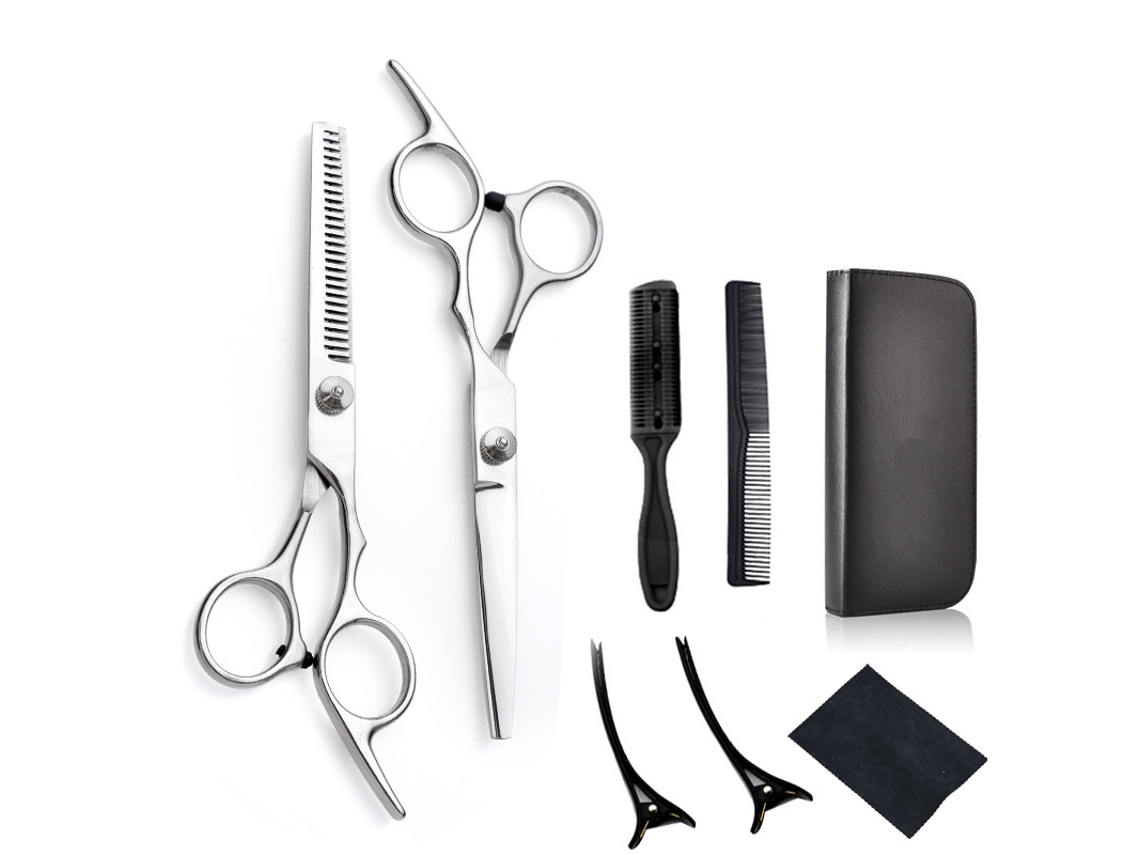 Kit De Tesoura De Corte Cabelo, 8pcs Ferramenta Profissional Para Corte De Cabelo, Para Uso Em Salão E Em Casa (prateada) Cuich