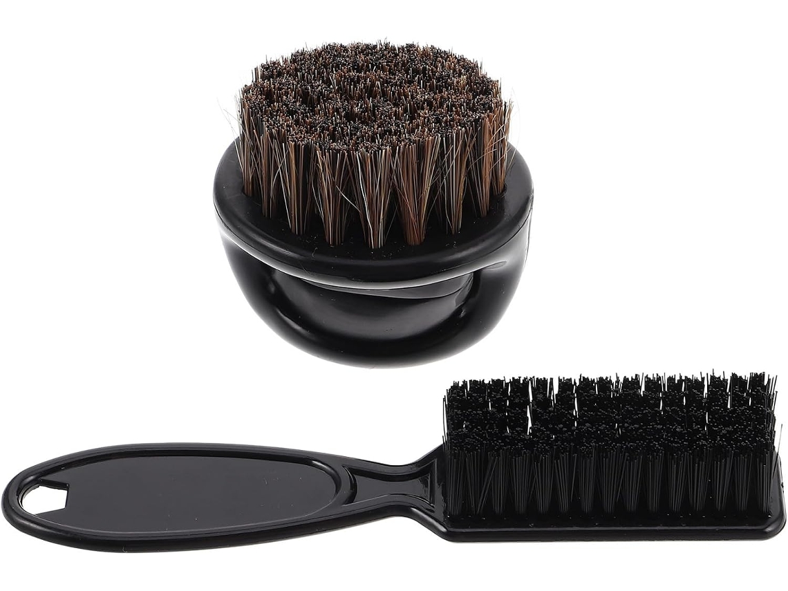 Conjunto De Escovas Cabeleireiro Masculinas Em Plástico Preto, Escova Para Barba E Cabelo, Ideal Para Cortes De Cabelo E