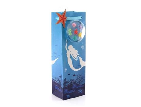 Conjunto De Saco De Vinho Sereia E Marcador De Vidro Bar Amigos