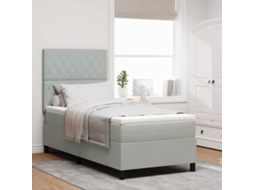 Vidaxl Cama Box Spring Led Cinzento-claro 90 X 190 Cm Tecido