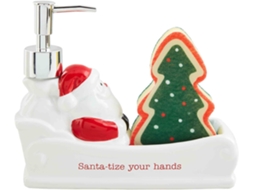 Porta-esponjas Mud Pie Em Formato De Trenó Do Papai Noel, Em Cerâmica, Branco.