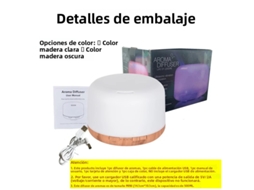 Difusor De Óleos Essenciais Com Luz Noturna Colorida E Mini Umidificador Usb Com Acabamento Em Madeira.