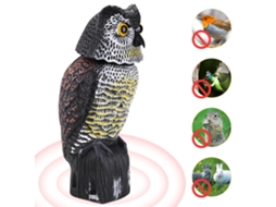 Estátua de Coruja com Cabeça Rotativa 360° para Afastar Pássaros S/MARCA
