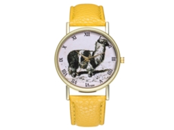 Reloj De Pulsera De Cuarzo Unisex Zhoulianfa Con Correa De Cuero Pu Y Patrón Animal Amarillo