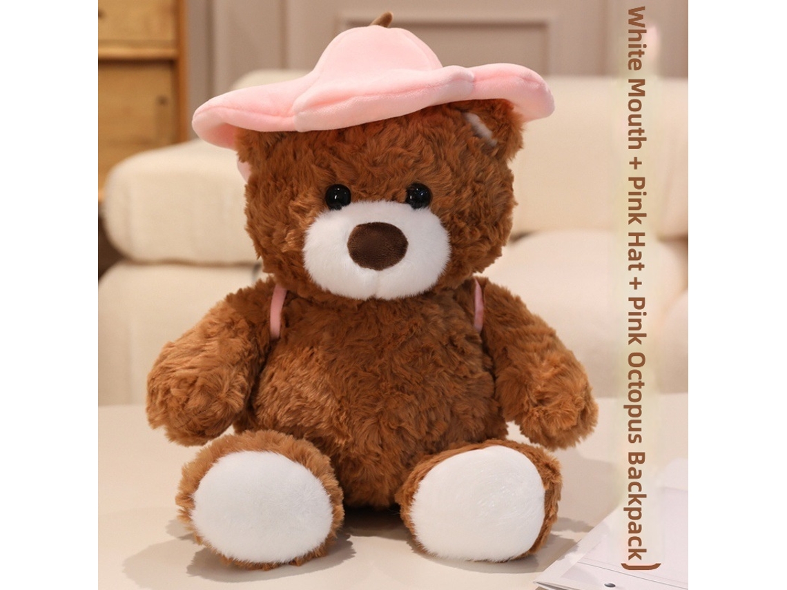 Urso de Pelúcia Xiong Youyou Companheiro de Viagem com Chapéu Boca Branca / Boca Marrom com Bolsa Verde CHABERLU