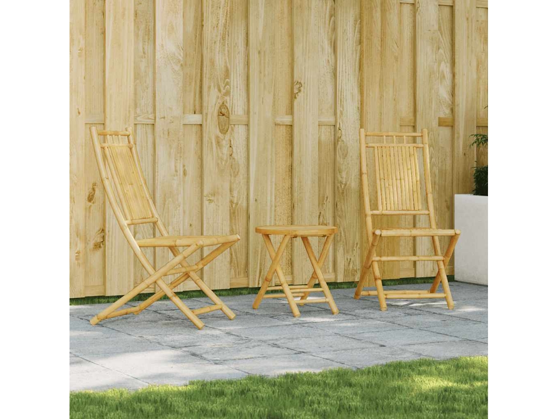 Vidaxl 3 Pcs Conjunto De Bistrô Em Bambu