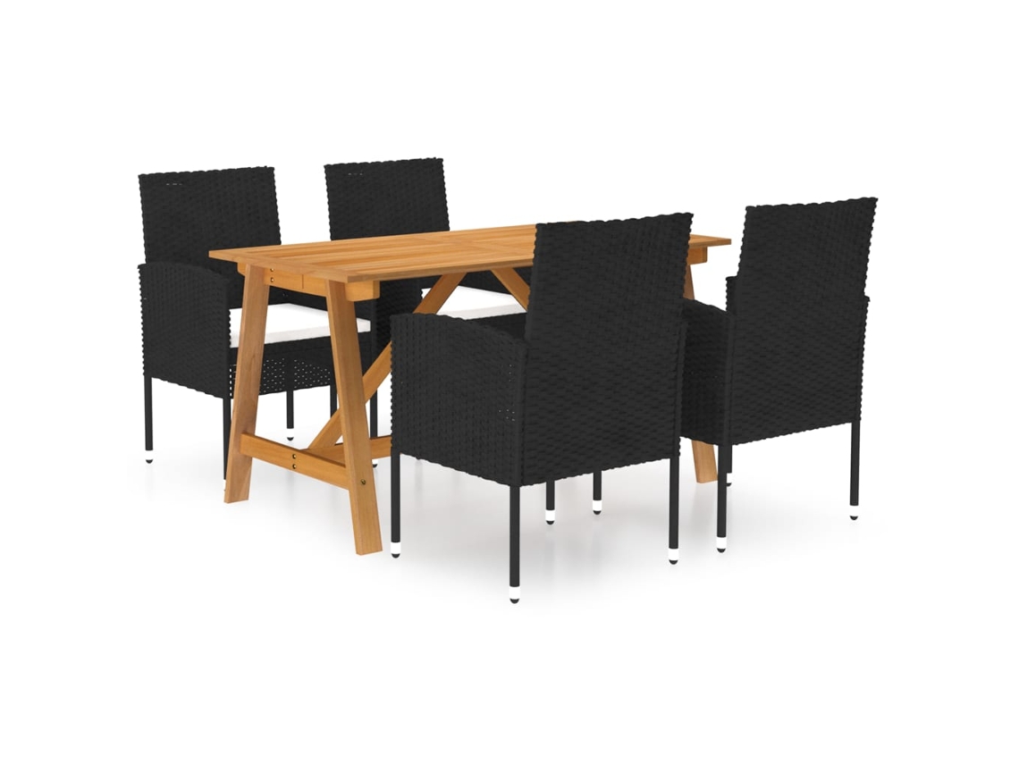 Vidaxl 5 Pcs Conjunto De Jantar Para Jardim Preto
