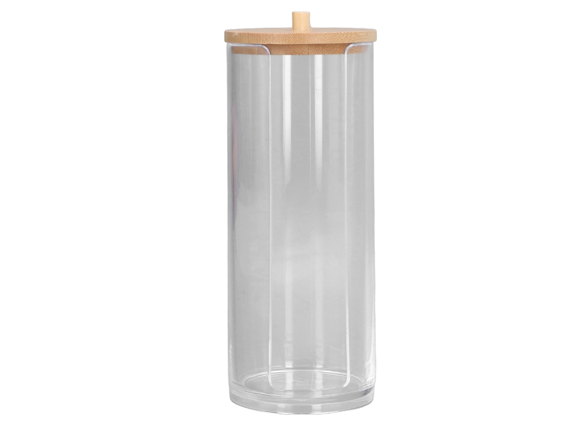 Dispenser de Discos de Algodão Transparente com Tampa para Maquiagem e Armazenamento de Cotonetes | S/MARCA