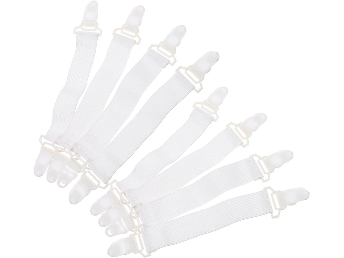 Conjunto de 16 Prendedores e Tiras Tensão Ajustáveis para Lençóis, Feitos Plástico, Colchões, Capas CHABERLU