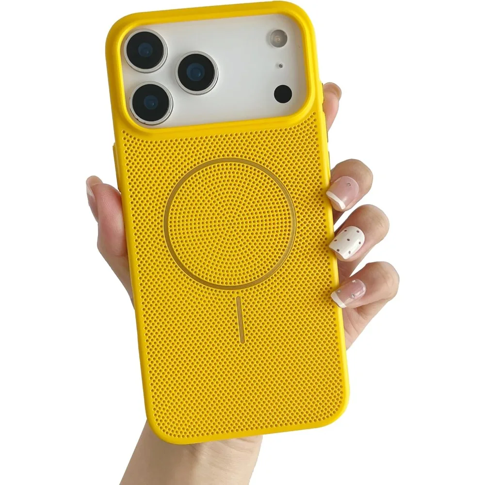 Capa Para Iphone 12 (amarela), Com Carregamento Magnético Sem Fio Magsafe E Tela De Dissipação De Calor.