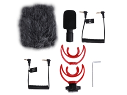 Microfone condensador para gravação de vídeo com mini suporte para câmera