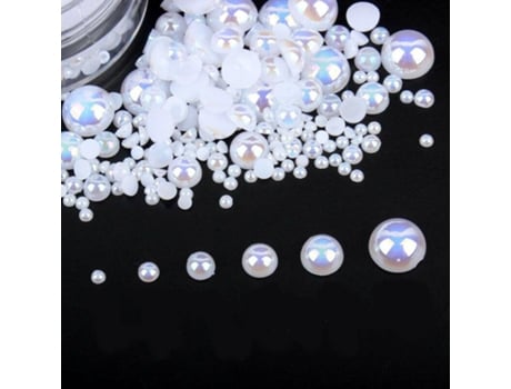 12 Grades/caixa Tamanho Misto Branco Ab Prego Pérola Decoração De Unhas Acessórios De Unhas Ornamento De Unhas Art Lalic