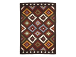 Tapete De Lã Com Padrões Astecas Marrom 160x230