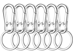 Mosquetão Para Chaveiro Com Anel, 6 Peças, De Anel De Metal