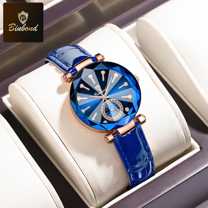 Relógio de Quartzo Feminino MDUG elegante com mostrador texturizado cravejado de diamantes e à prova d'água