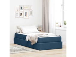 Vidaxl Cama Com Arrumação E Colchão Azul 100 X 200 Cm Poliéster