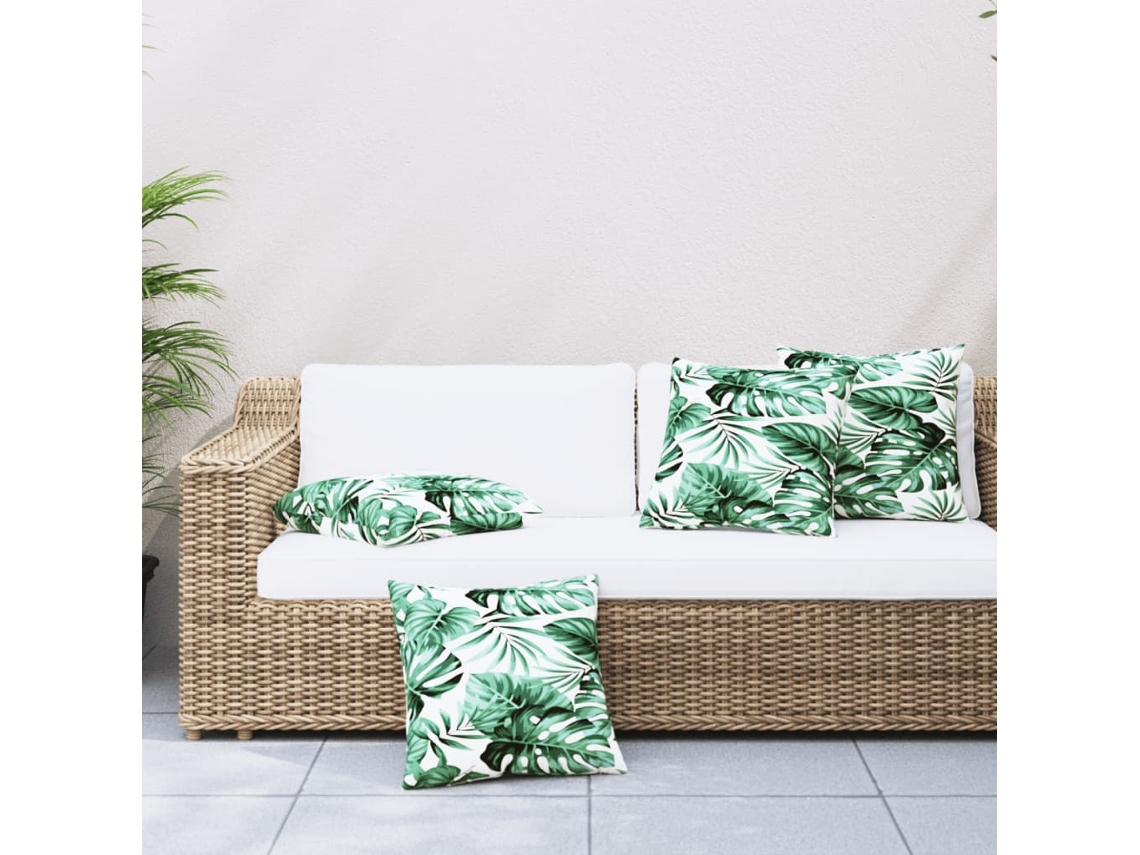 Vidaxl Almofadas De Sofá 4 Pcs 50x50 Cm Tecido Padrão De Folhas