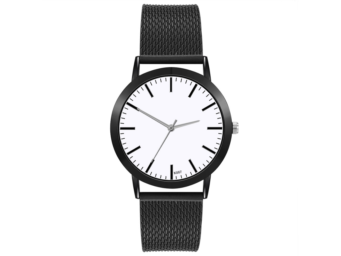 Reloj De Pulsera Para Hombre De Moda Con Correa De Pvc, Dial Redondo, Cuarzo, Negro