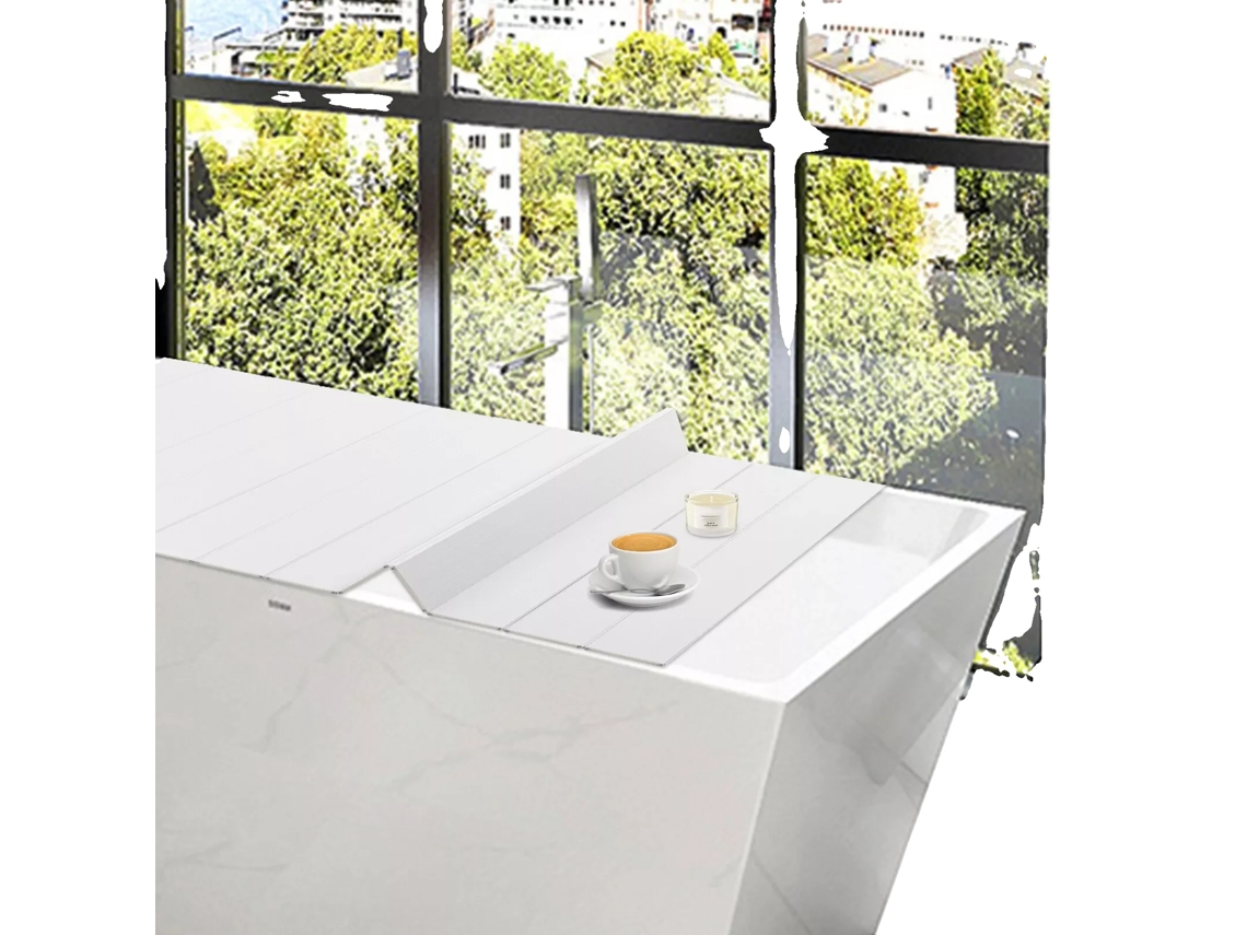 Capa De Banheira Retrátil, Design Moderno, Forma Retangular, Resistente A Temperatura, Branco Oem