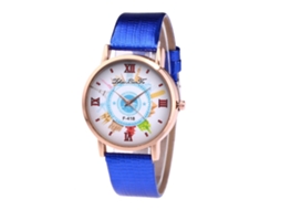 Reloj De Pulsera De Cuero Moda Para Hombres Estudiantes De Cuarzo (azul)