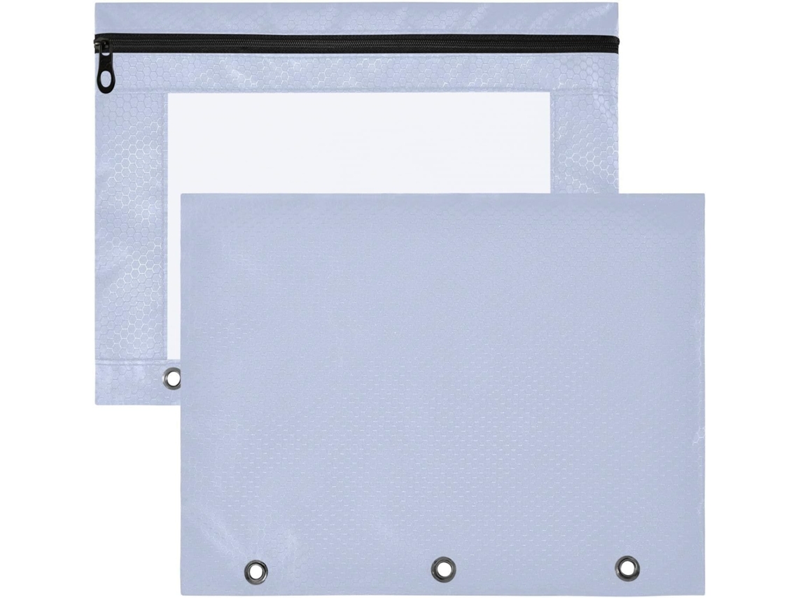 Pacote com 2 Estojo Zíper Furador de 3 Furos para Fichário Argolas Unidades Material Escolar Azul Celeste 31