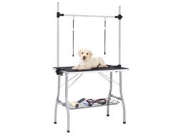 Vidaxl Mesa De Grooming Ajustável Com 2 Laços E Cesto