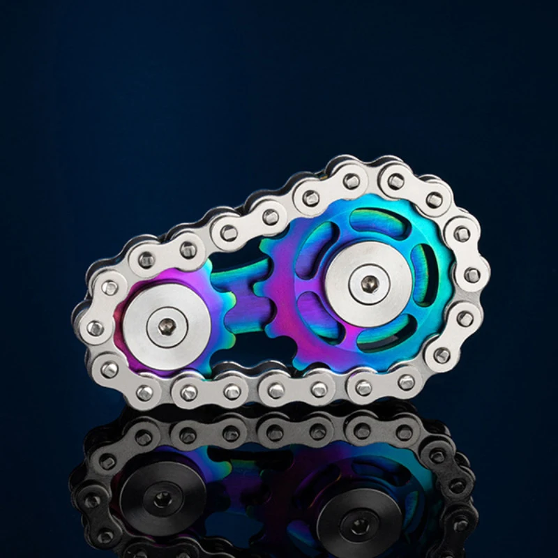 (colorido) Brinquedo Antiestresse Fidget Spinner Com Engrenagem De Corrente De Metal