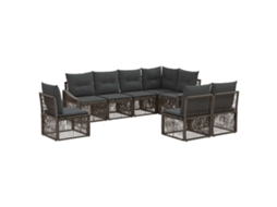 Vidaxl Conjunto De Sofá De Jardim 8 Pcs Cinzento Vime Pe