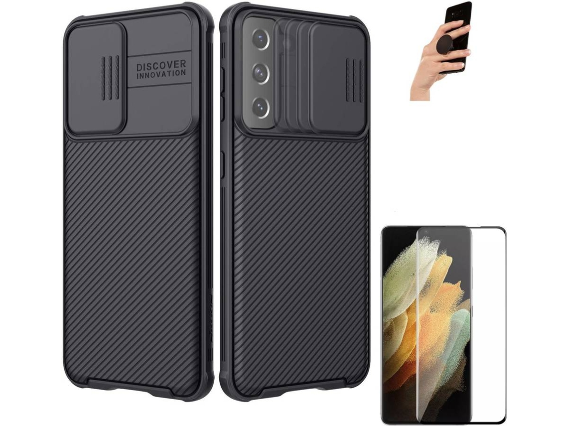 Capa/Película e Popsocket para Samsung Galaxy S21 PHONESHIELD Nillkin Camshield Preto