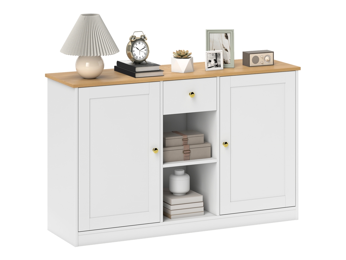 Cômoda da Cozinha. Aparador com Gaveta. Armários. Prateleiras. Aglomerado. Branco Ge