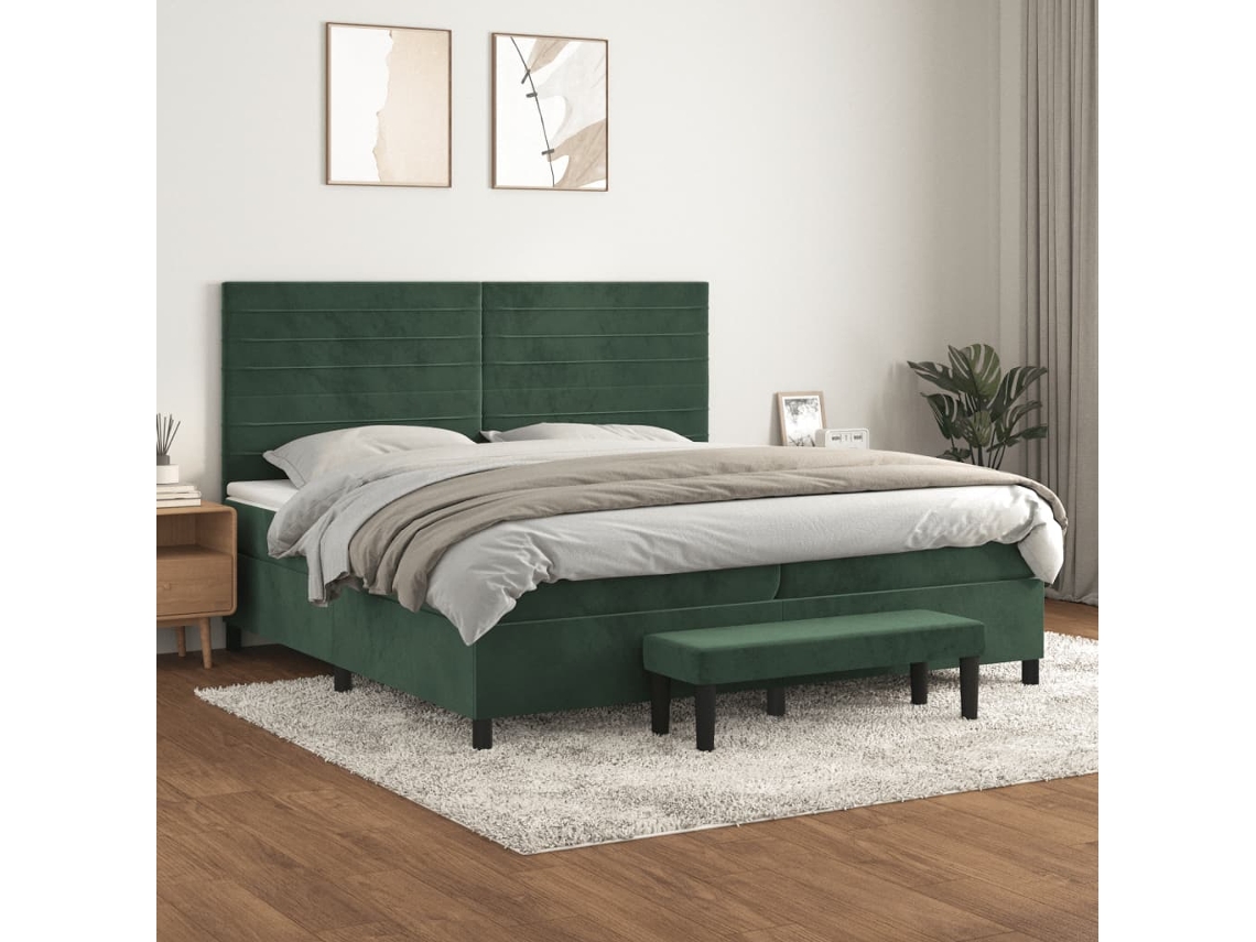 Box Spring Bed, Box Spring Beds Vidaxl Verde Veludo (200 X 200 Cm)