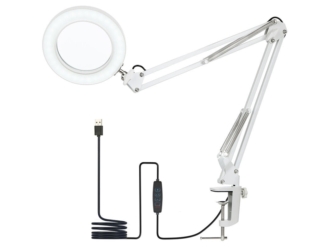 Lurelia Lâmpada Lupa 8x Led Braçadeira Ajustável Branco