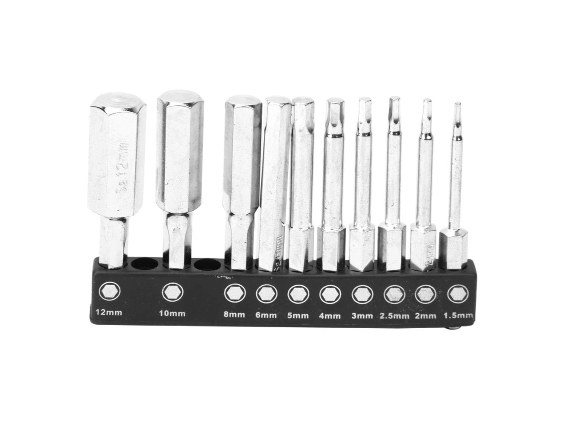 10pcs Bits Chave De Fenda Com Porca Hexagonal Magnética 1.5-12mm 60mm Comprimento