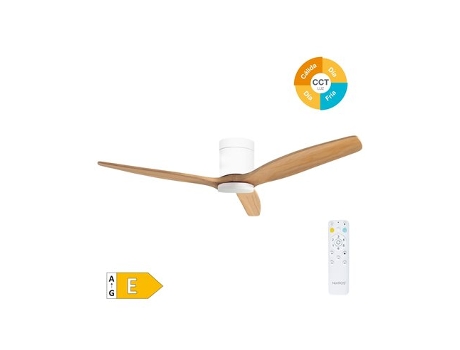 Ventilador De Teto Inteligente Kasama Com Luz Led Regulável E Controle Remoto Branco E Efeito Madeira Niaros (40w 3cct 1534lm)