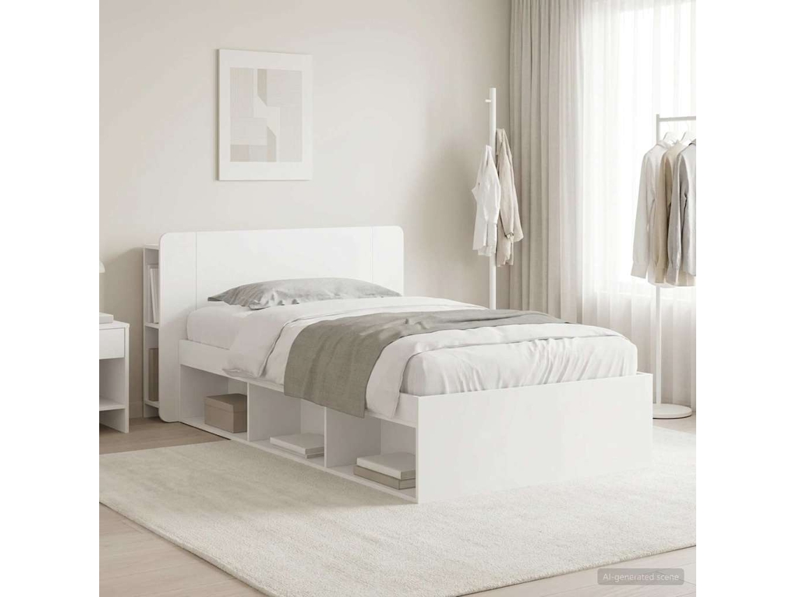 Vidaxl Estrutura De Cama Com Armazenamento Branco 90 X 200 Cm