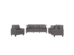 3 Pcs Conjunto de Sofás com Almofadas Couro Artificial Cinzento MAISON EXCLUSIVE