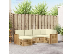 Vidaxl Conjunto De Sofás Para Exterior 6 Pcs Branco E Creme Poliéster
