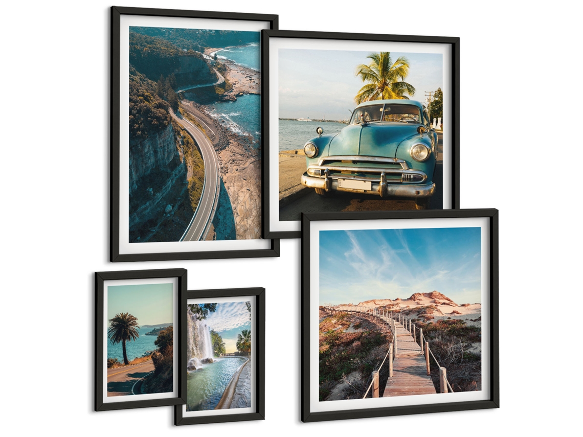 Conjunto De Pinturas Paisagens De Viagem Carros Natureza Espelharte (5 Peças)