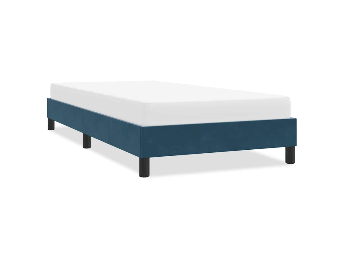 Vidaxl Estrutura De Cama Sem Colchão 80x220 Cm Veludo Azul-escuro
