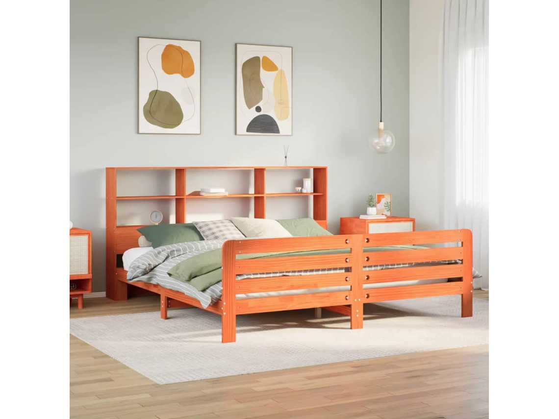 Vidaxl Cama Sem Colchão 180x200 Cm Pinho Maciço Castanho-mel