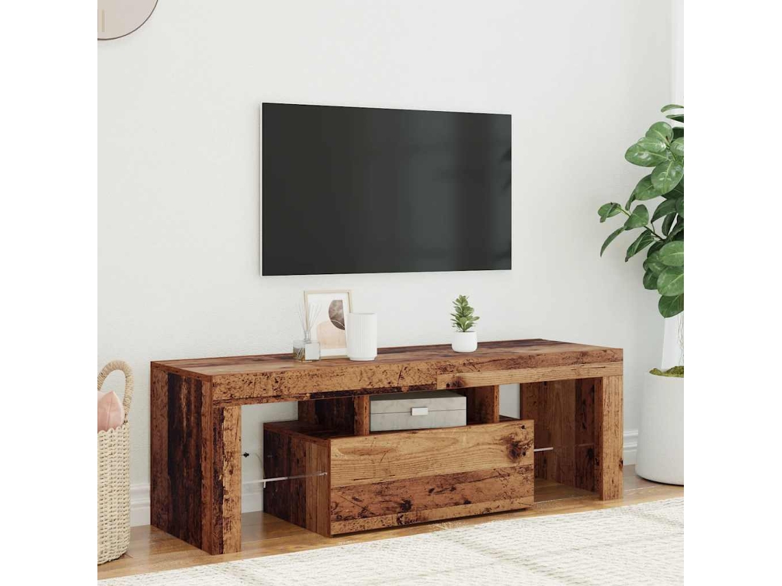 Vidaxl Móvel De Tv Com Luzes Led Derivados De Madeira Madeira Velha