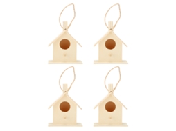 4 Casas de Madeira Estilo Rural com Corda para Pendurar, DIY
