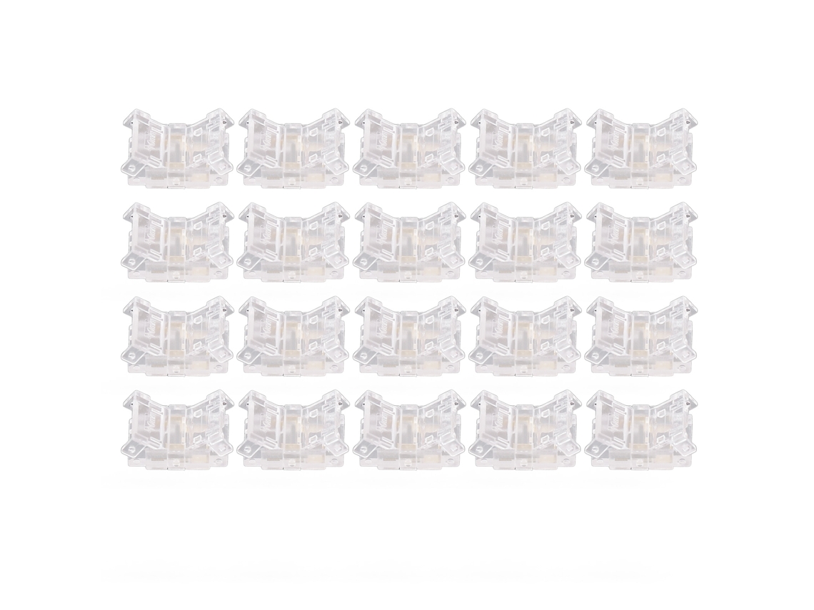 20pcs conectores de fita LED, para fio 2 pinos, transparente, sem solda | S/MARCA